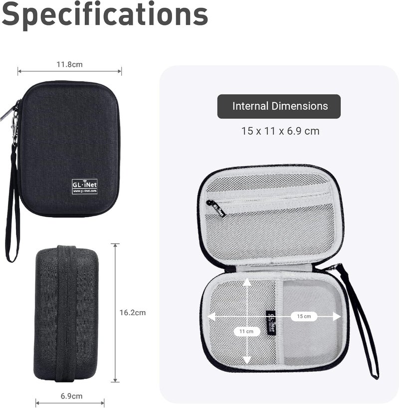GL.iNet Gadget Organizer Case for Travel Routers GL-AXT1800/ GL-MT3000/ GL-SFT1200/ GL-E750, Chargers, Cables, and Accessories, Sturdy & Durable Pouch, Hand-carry EVA bag, Anti-shock, Water Resistant - Image 2